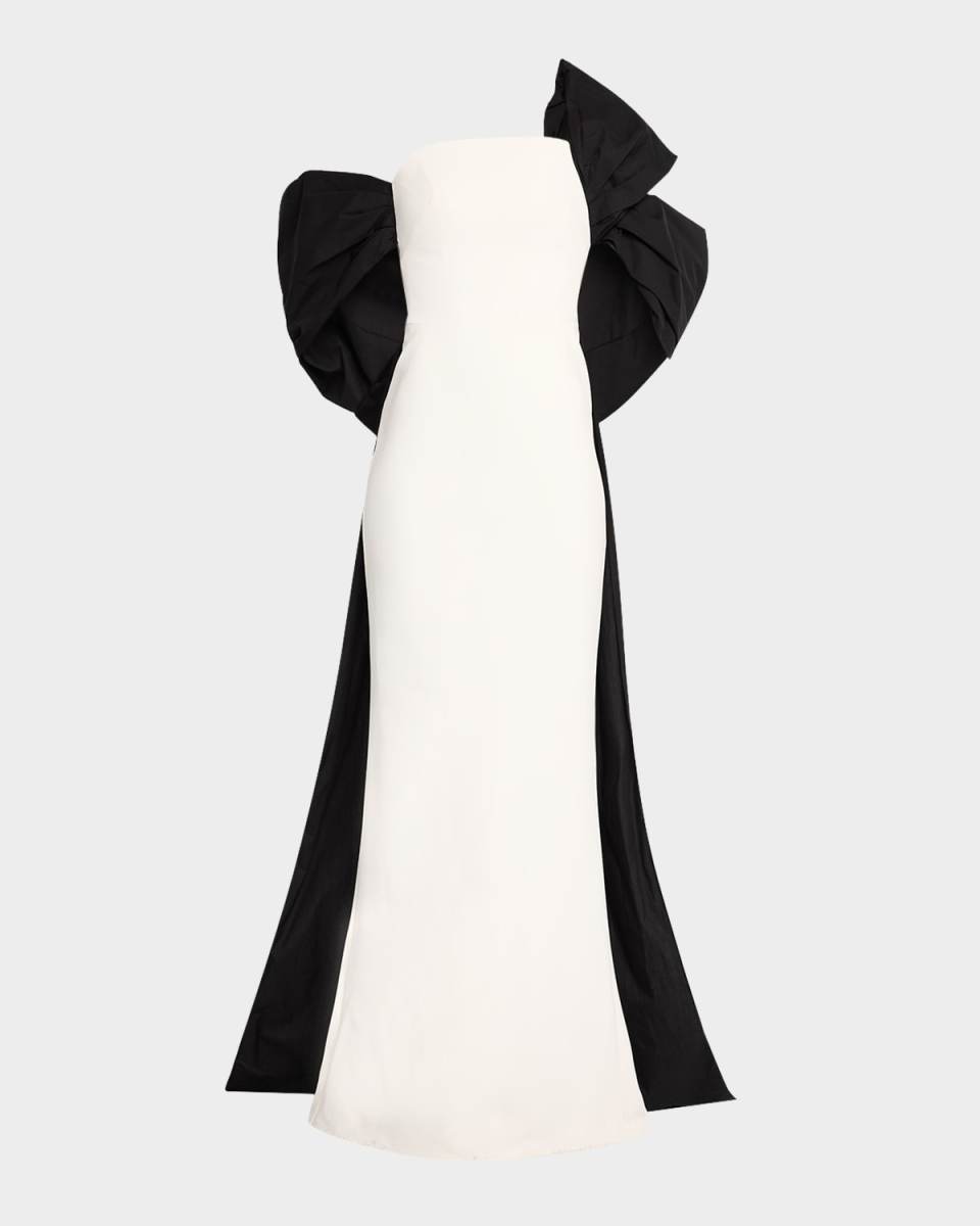 Two-Tone Cape & Bow Gown